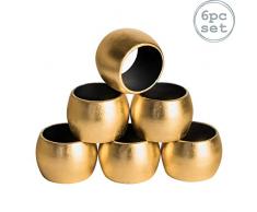 Argon Tableware Serviettenringe aus Gold - 6er Packung