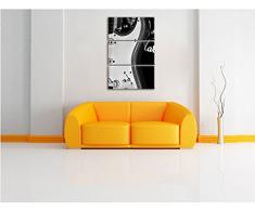 Monocrome, E-Gitarre mit Verstärker 3-Teiler Leinwandbild 120x80 Bild auf Leinwand, XXL riesige Bilder fertig gerahmt mit Keilrahmen, Kunstdruck auf Wandbild mit Rahmen, gänstiger als Gemälde oder Ölbild, kein Poster oder Plakat