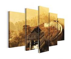 Revolio Leinwandbild Wandbilder Wohnzimmer Modern Kunstdruck Wanddekoration Deko Mehrteilige Leinwand Bilder 5 Teilig TYP A, 200 x 100 cm - China Wand gelb