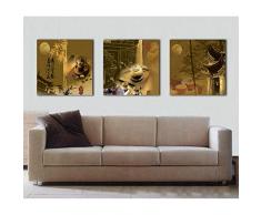MMLFY 3 Leinwandbilder ohne Rahmen 40x40cmx3pcs Wandkunst 3 Stücke Mid-Autumn Moon China Tee Bild leinwand Home Decoration Wohnzimmer modulare malerei Druck
