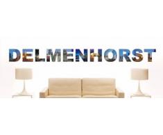 Wandtattoo farbige Wandschrift Städtename Delmenhorst mit Sehenswürdigkeiten 80 x 7 cm Länge