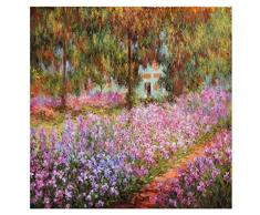 Legendarte Claude Monet Irisbeet in Monets Garten Kunstdruck auf Leinwand, cm. 90x90