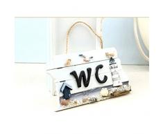 VORCOOL WC Türschild Toilettenschild Holzschild Wand-Schild Wanddeko (Weiß Schwarz)
