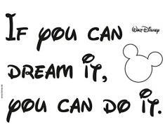 Komar - Disney - Deco-Sticker YOU CAN DO IT - 50 x 70 cm - Wandtattoo, Wandbild, Wandsticker, Wandaufkleber, Micky Maus, Zitat, Spruch, Dream - 14002h, Schwarz