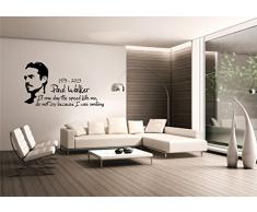 Saphir Design Wandtattoo Paul Walker mit seinem Zitat (Schwarz Matt) (110x60cm)