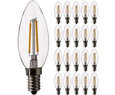 2W, LED Edison Kronleuchter Wandlampe Tischlampe Birne Retro Spitzkerze Docht Edison Birne, warmweiß 2700K (e14 20 Stück, nicht dimmbar)