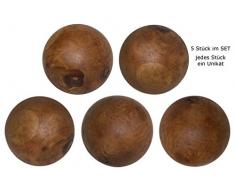 casamia Wurzelholz-Kugel-Set Teakholz-Kugel Dekokugel 5 Stück Ø 10 cm, vollmassiv