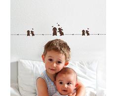 Wandtattoo Hasen Kaninchen mit Punkten Bordüre M1863 ausgewählte Farbe: *schokobraun* ausgewählte Größe: *XL*