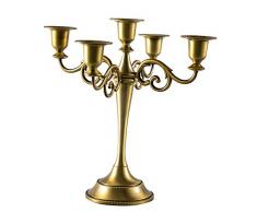 Queta Kerzenleuchter 5-armig Kerzenständer Candle Holder Kerzenhalter als Tischdeko für Weihnachten und Erntedankfest (Bronze)