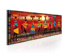 decomonkey Bilder Afrika Frau 150x50 cm 1 Teilig Leinwandbilder Bild auf Leinwand Wandbild Kunstdruck Wanddeko Wand Wohnzimmer Wanddekoration Deko oragne Mozaic Sonne