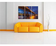 Manhatten Brücke New York Kunst Pinsel Effekt 3-Teiler Leinwandbild 120x80 Bild auf Leinwand, XXL riesige Bilder fertig gerahmt mit Keilrahmen, Kunstdruck auf Wandbild mit Rahmen, gänstiger als Gemälde oder Ölbild, kein Poster oder Plakat