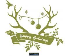 CLICKANDPRINT Aufkleber » Weihnachtsgirlande, 300x74,3cm, Olive • Wandtattoo/Wandaufkleber/Wandsticker/Wanddeko/Vinyl