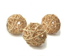 10 Stück Natur Wicker Rattan Kugeln Tischschmuck Hochzeit Party zum Aufhängen Wobble Ball Weihnachten Deko 5cm Natürliche Farbe