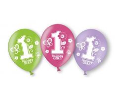 Luftballons 1. Geburtstag Schmetterling 6er Pack
