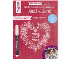 Vorlagenmappe Fensterdeko mit dem Kreidemarker - Durchs Jahr mit Bine Brändle. Inkl. Original Kreidemarker von Kreul: 7 Vorlagenbögen mit Motiven in Originalgröße plus sämtliche Motive als Download