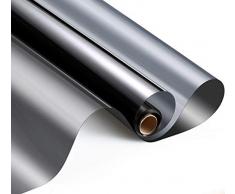 Spiegelfolie Fenster Sichtschutz Folie, Spiegelfolie Selbstklebend, One Way Silber Reflektierende Fensterfolie, UV-Schutz Sonnenschutz & Wärmeisolierung Tönungsfolie, [60x400 cm] - Silber Schwartz