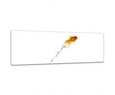 Kunstdruck - Springender Goldfisch - Bild auf Leinwand - 160x50 cm einteilig - Leinwandbilder - Tierwelten - Asien - Fisch mit Schleierschwanz - orangener Fächerschwanz