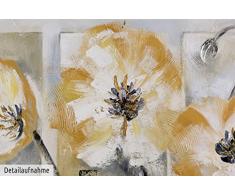 KunstLoft Acryl Gemälde Blumenkinder 120x60cm | original handgemalte Leinwand Bilder XXL | Blumen Blüten Gelb Grün Weiß | Wandbild Acrylbild moderne Kunst einteilig mit Rahmen