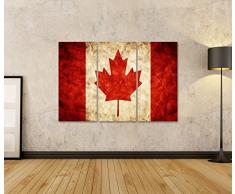 islandburner Bild Bilder auf Leinwand Kanada Grunge Flagge. Vintage, Retro-Stil. Hohe Auflösung, HD Qualität. Artikel Wandbild Leinwandbild Poster DJG