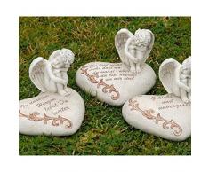 Boltze Trauerengel mit Spruch, Engelfigur in Creme aus Kunstharz