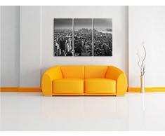 New York City bei abendrotem Sonnenuntergang Kunst B&W 3-Teiler Leinwandbild 120x80 Bild auf Leinwand, XXL riesige Bilder fertig gerahmt mit Keilrahmen, Kunstdruck auf Wandbild mit Rahmen, gänstiger als Gemälde oder Ölbild, kein Poster oder Plakat