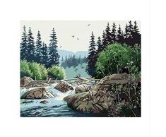 jjwka Landschaft Manhattan Leinwandbilder Von Hand Home Decoration Ölgemälde Bilder Nach Zahlen Landschaft Wandkunst Dekor Rahmenlos 40X50Cm Dfkdfd418 (Mit Rahmen)