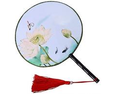 Klassische Palace Dance Fan, Doppel Teig Fan Palace Fan Runde Fan Folding Bambus Papiertaschen Chinese Fan, 24 * 37CM BBGSFDC