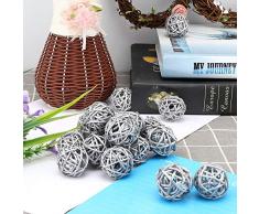 Mxtech Rattan Balls Dekorative, ungiftige Rattan Ball, Rattan Balls, für Gartenhochzeiten(White)