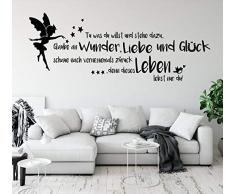 tjapalo® pk227 Wandtattoo Glaube an Wunder Liebe und Glück wandtattoo wohnzimmer spruch zitate Wandsticker Flur und Diele, Farbe: Schwarz, Größe: B58xH22cm
