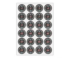 24 hübsche Advents Aufkleber mit den Zahlen 1 - 24 in Kranz mit Stern, grau, MATTE universal Papieraufkleber für Adventskalender, Weihnachts Geschenke, Etiketten für Tischdeko, Pakete, Briefe und mehr (ø 45mm