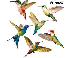 Blulu Kolibri Fenster Haftet Vogel Fenster Aufkleber Anti-Kollision Fenster Haftet Abziehbildern an, um Vogelschläge auf Fenster Glas(6 Stücke)