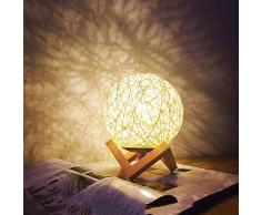 Rattan-Kugel-Nachtlicht, Schlafzimmer Nachttischlampe, Eingebaute LED-Licht, Energiesparaugenschutz, Ambient Dekoratives Licht |Sein Kann for Arbeit, Erholung Gebraucht für Babyzimmer, Schlafzimmer, W