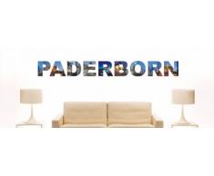 Wandtattoo farbige Wandschrift Städtename Paderborn mit Sehenswürdigkeiten 40 x 4 cm Länge