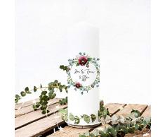 ilka parey wandtattoo-welt Hochzeitskerze Kerze zur Hochzeit Trauung Traukerze Vermählung mit Blumenkranz floral Wunschnamen & Datum wk95