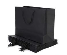 Geschenktüten Kraftpapier Papiertüten mit Henkel 10 Stück Geschenktasche Party Gastgeschenke Einfarbig Mitgebsel Tüten für Geburtstag Hochzeit Weihnachten Halloween Oktoberfest Valentinstag