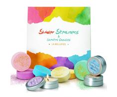 LA BELLEFÉE Shower Steamer Set mit Duftkerzen, Tabs aus ätherische Öle, Aromatherapie Geschenk Set für Frauen und Familie (6 x Shower Steamer, 3 x Duftkerzen)