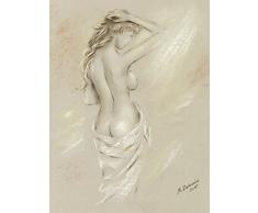 Artland Qualitätsbilder I Bild auf Leinwand Leinwandbilder Wandbilder 60 x 80 cm Liebe Erotik Frau Illustration Orange C0DK Reizvolle Rundungen Weiblicher Akt