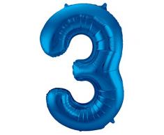 Folat 631433 - Folienballon Zahl 3 - blau - ca. 86 cm