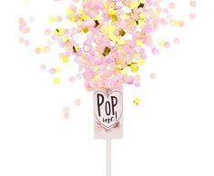 Pikka Pop Premium Konfetti Konfetti Shooter für Party Geburtstag Hochzeit. Konfetti Popper in Handtaschengröße für überraschende Momente, Pink - Gold, 1x Push Pop