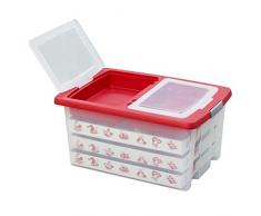 Aufbewahrungsbox für Christbaumschmuck - bis zu 72 Kugeln und Zubehör - 1 Box mit 51 Liter + 1 Deckel mit Einlegern