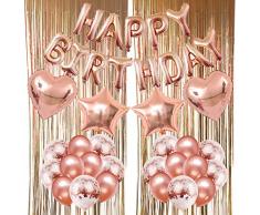 Zerodeco Geburtstagsfeier Dekoration, Happy Birthday Buchstaben Ballons Folienvorhänge Mylarfolie Stern und Herzform Ballons Konfetti Luftballons - Perfekte Geburtstags Party Deko Zubehör