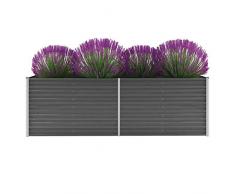 Solong Blumenkasten für Garten, Hochbeet und Hochbeet aus verzinktem Stahl, Vase für Garten, Blumen, 240 x 80 x 77 cm grau