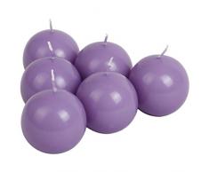 holzalbum Kugel Kerzen 6 Stück runde Kugelkerzen Ø 6 cm Violett glänzend 10 h Brenndauer