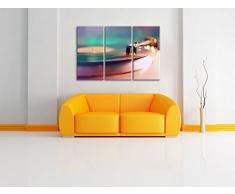 Schallplatte Retro 3-Teiler Leinwandbild 120x80 Bild auf Leinwand, XXL riesige Bilder fertig gerahmt mit Keilrahmen, Kunstdruck auf Wandbild mit Rahmen, gänstiger als Gemälde oder Ölbild, kein Poster oder Plakat