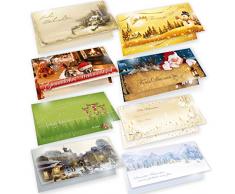 Weihnachtskarten Set mit Umschlägen, 8 Motive je 2 Karten, Frohe Weihnachten - Klappkarten für Weihnachtsgrüße