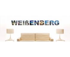 Wandtattoo farbige Wandschrift Städtename Weißenberg mit Sehenswürdigkeiten 180 x 18 cm Länge