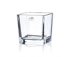 Glasvase CUBE Glasvase Teelichtglas Windlicht Vase Glas Würfel, 10 cm