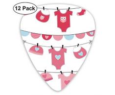 Plektren - 12er Pack, trocknende Babykleidung, Hut, Socken, Serviette mit Eulenfigur und Herzen, für E-Bass-Akustikgitarre