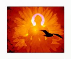 BERGER DESIGNS - Bild auf Leinwand – modern Art Design (Meditation 40x50 cm) Kunstdruck auf Rahmen mit Bilder Motiv (Meditation Feng Shui Entspannung Sonne Vogel Yoga). 100% Made in Germany – Qualität aus Deutschland.