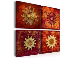decomonkey Bilder Abstrakt Sonne 80x80 cm 4 Teilig Leinwandbilder Bild auf Leinwand Vlies Wandbild Kunstdruck Wanddeko Wand Wohnzimmer Wanddekoration Deko Kunst